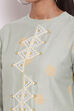 Mint Green Cotton Flax Asymmetric Printed Kurta image number 1