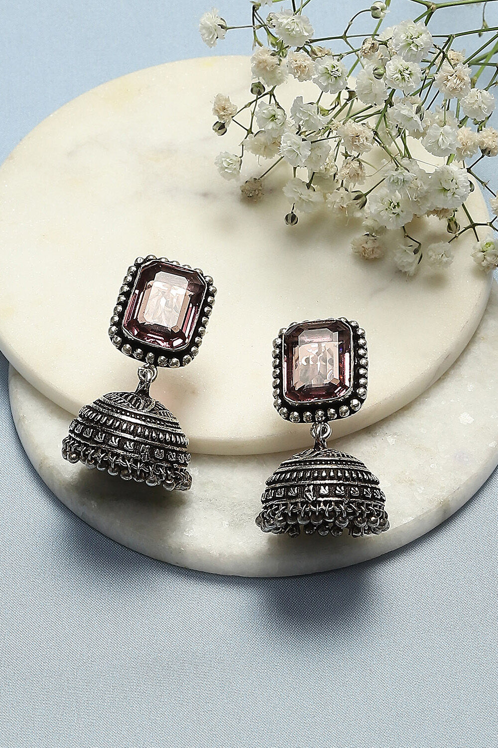 Rhodolite Brass Earrings image number 0