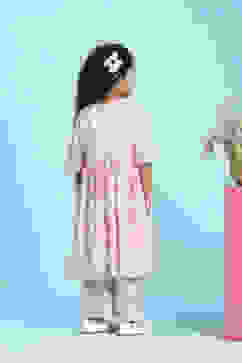 Pink Cotton Printed Gathered Suit Set image number 4