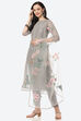 Grey Upada Silk Easy Stitch Suit Set image number 0