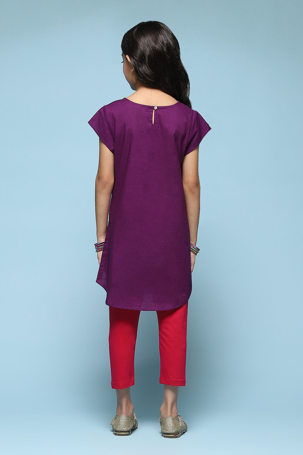 Blue Cotton Straight Solid Kurta Set image number 4