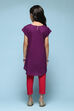 Purple Cotton Straight Solid Kurta Set image number 4