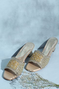 Gold Embellished Sandals image number 0