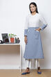 White And Blue Straight Cotton Fusion Wear image number 4