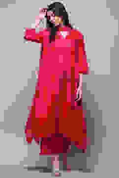 Pink Cotton Asymmetric Suit Set image number 0