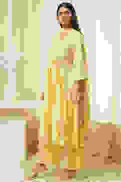 Lime Modal Blend Embroidered Gathered Suit Set image number 3