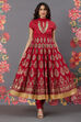Rohit Bal Red Chanderi Silk Anarkali Solid Suit Set image number 0