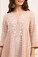 Beige Viscose Organza Embroidered Straight Suit Set image number 1