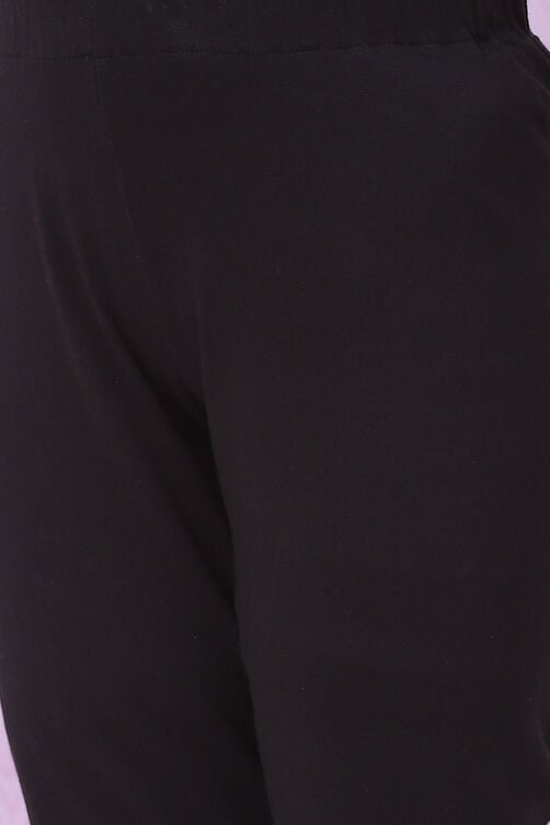 Black Viscose Flared Kurta Legging Suit Set image number 2