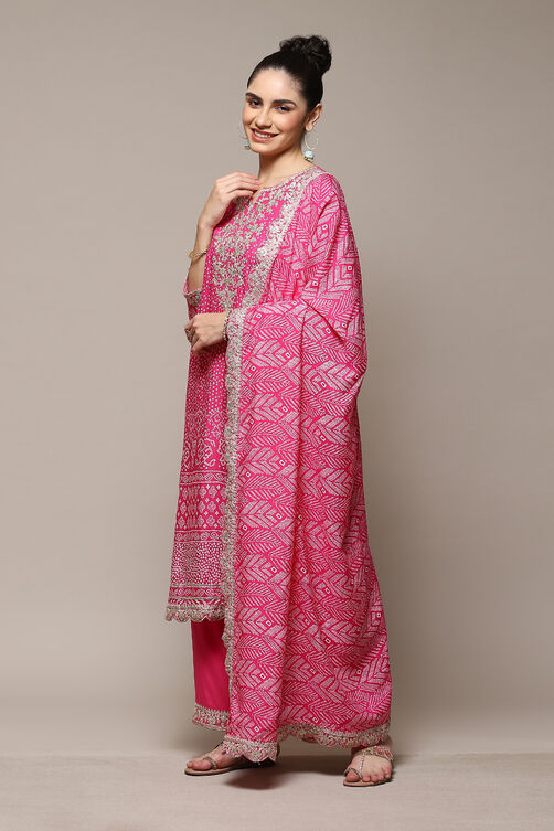 Fuschia Straight Kurta Palazzo Suit Set image number 6