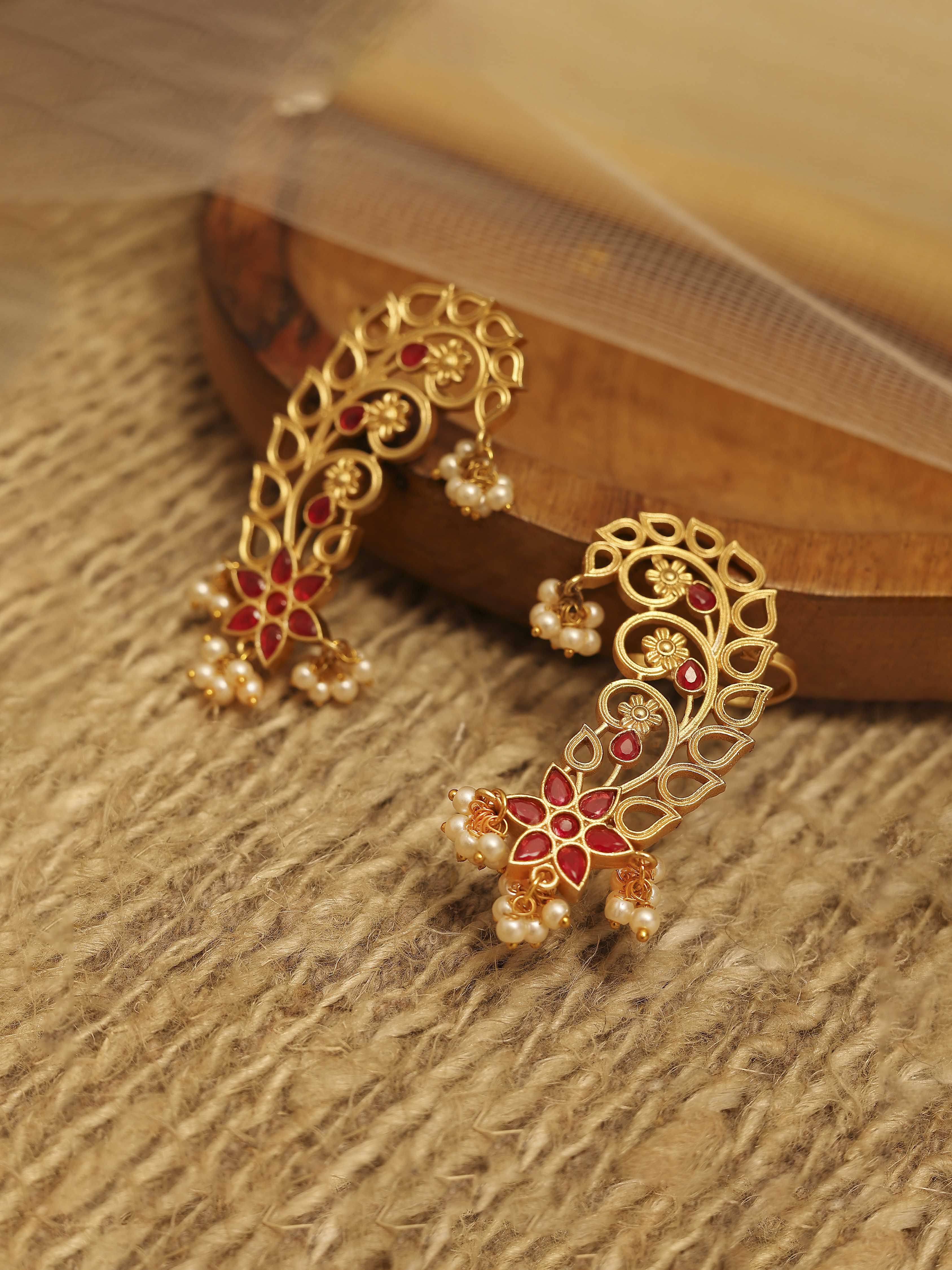 Red Gold Plated Brass Ear Cuff image number 0