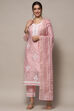 Pastel Pink Chanderi Blend Unstitched Suit set image number 8