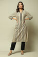 Beige & Black LIVA Straight Printed Kurta image number 1