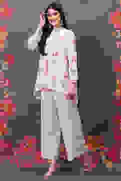 Rohit Bal Off White Viscose Co-ord Set image number 0