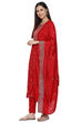 Red Banarasi Silk Machine Embroidered Unstitched Suit Set image number 5