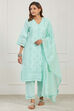 Blue Cotton Straight Suit Set image number 0