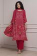Pink Viscose Rayon Straight Printed Suit Set