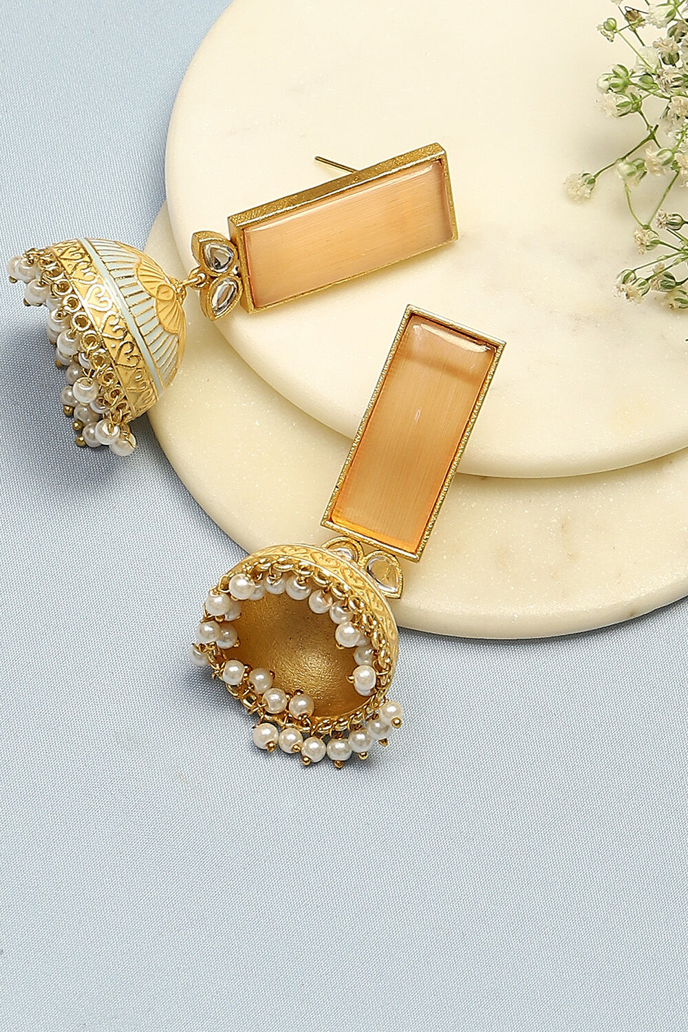 Peach Brass Earrings image number 0