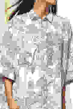 White Cotton Printed Relaxed Fit Shirt image number 1