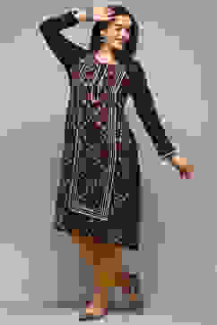 Pink & Purple Poly Cotton Straight Yarndyed Kurta image number 0