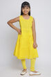 Yellow Cotton Double Layered Kurta Churidar Suit Set image number 2