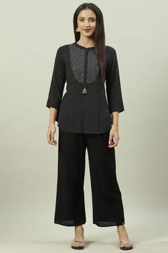 Black Cotton Solid Palazzo image number 5
