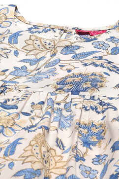 Off White & Blue Rayon Printed Sleepwear image number 1