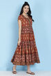 Rust Cotton Tiered Dress image number 0