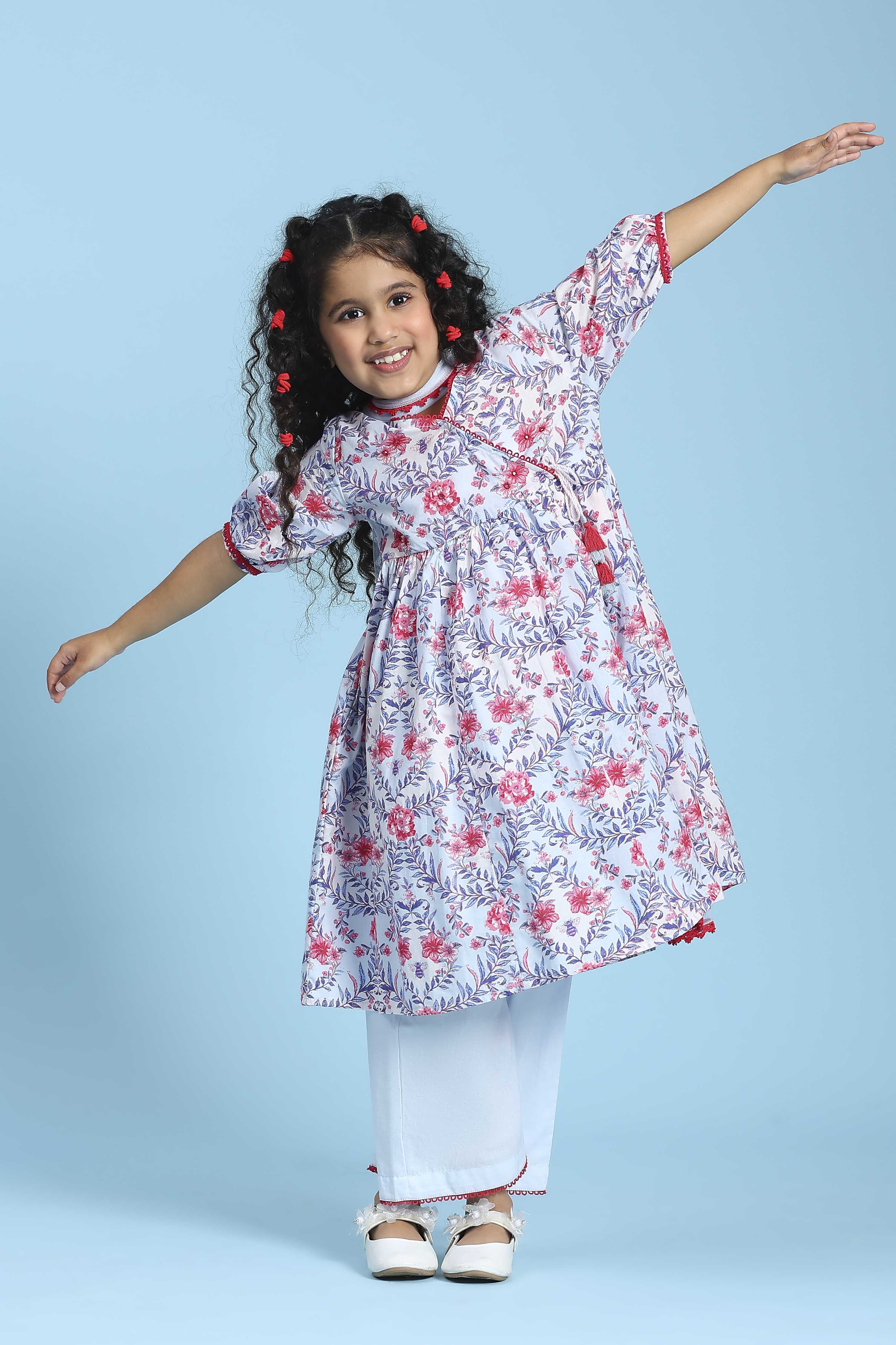 Blue Cotton Printed Anarkali Suit Set image number 0