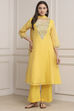 Yellow Poly Chanderi Straight Suit Set
