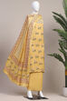 Cream-Colored Modal Screen Print Unstitched Suit Set image number 4