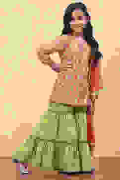 Green Cotton Floral Printed Straight Suit Set image number 5