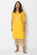 Yellow Poly Metallic Cotton Straight Yarndyed Kurta image number 2