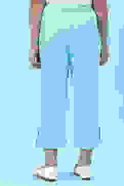 Powder Blue Cotton Solid Pant image number 4