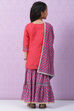Red & Purple Art Silk Straight Kurta Garara Suit Set