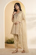 Beige Polyester Kalidar Suit Set image number 2