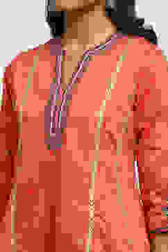 Coral Embroidered Festive Kalidar Suit Set image number 1