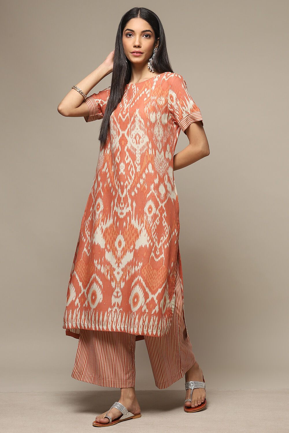 Orange LIVA Straight Printed 2 Piece Set image number 4