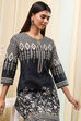 Black Cotton Straight Kurta image number 6