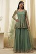 Green Net Embroidered Kalidar Suit Set image number 6
