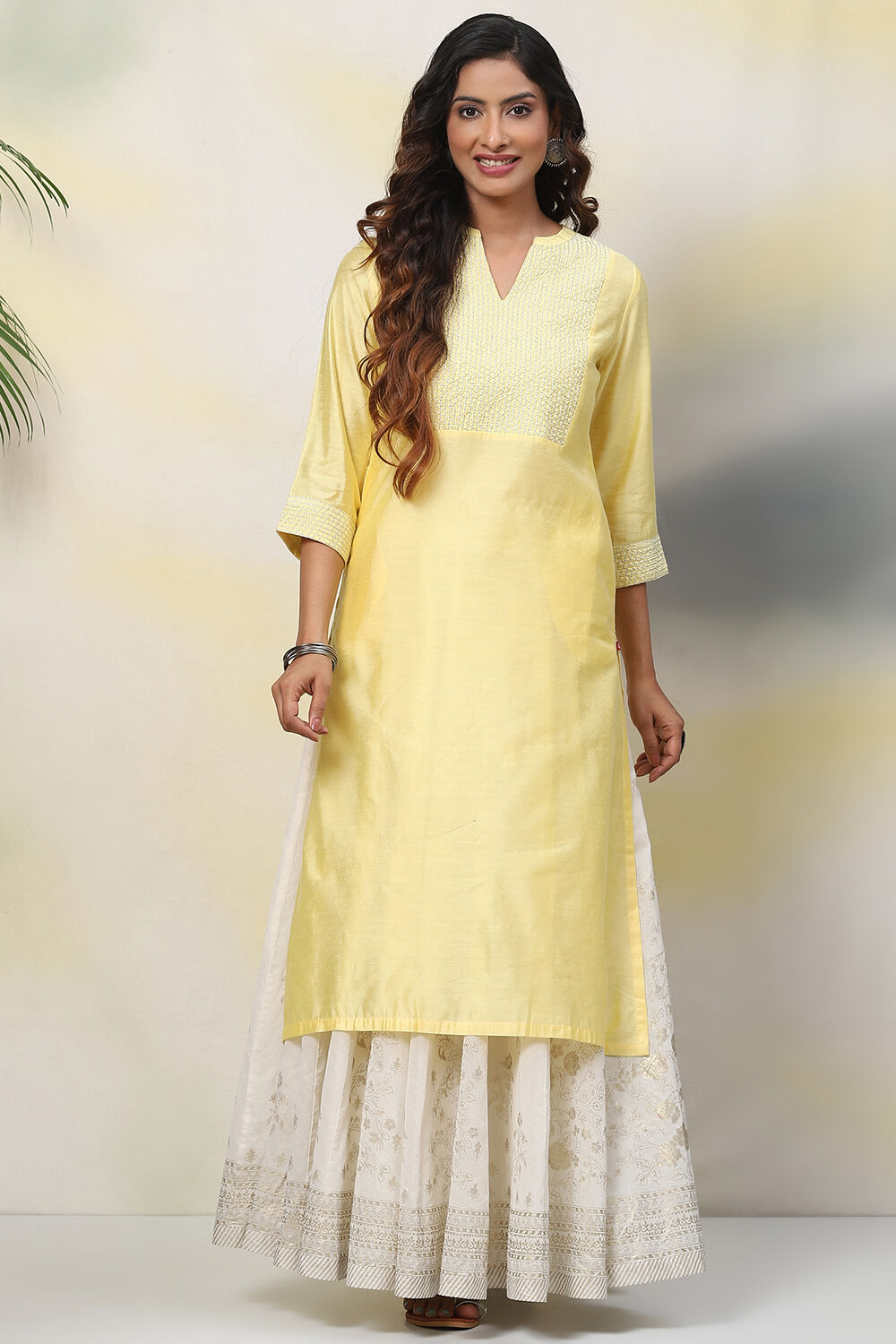 Yellow Straight Kurta image number 0