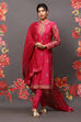 Rohit Bal Fuschia Cotton Blend Straight Kurta Suit Set image number 0