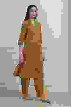 Mustard Yellow Cotton Printed Kurta Set image number 5