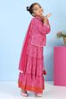 Pink Cotton Printed Straight Lehenga Set image number 4