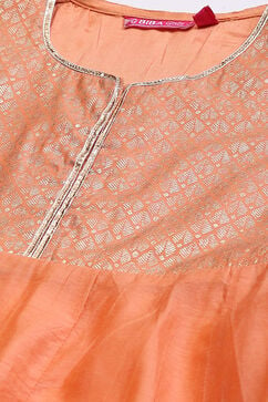 Orange Art Silk Straight Printed Kurta Set image number 1