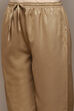 Antique Gold Polyester Slim Printed Pants image number 1