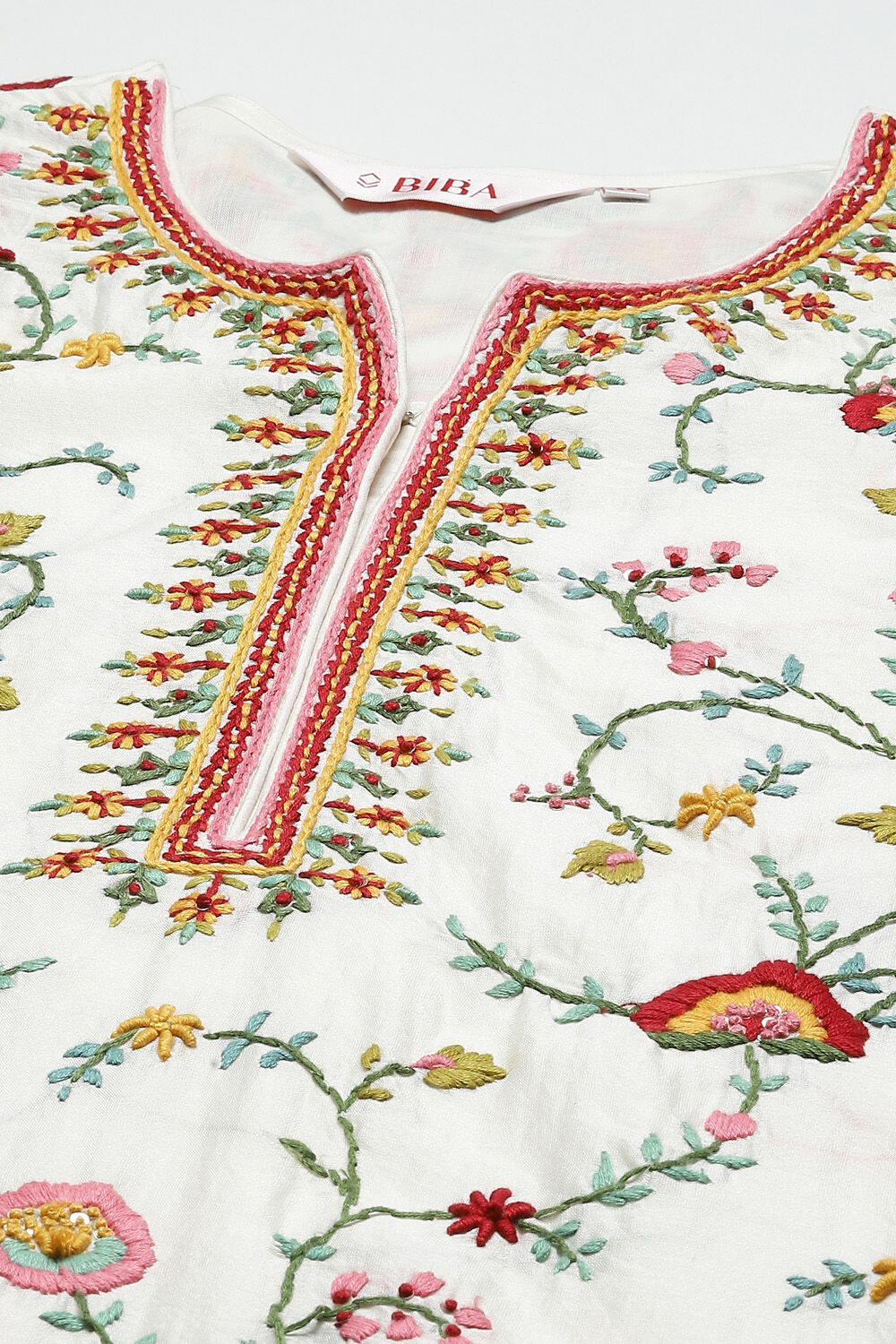 Ivory Cotton Blend Straight Kurta Salwar Suit Set image number 1