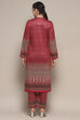 Pink Polyester Straight Printed Kurta Pant Suit Set image number 5