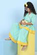 Mint Green Cotton Printed Gathered Suit Set