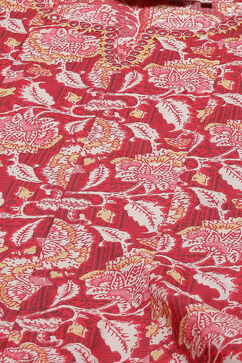 Red Cotton Kalidar Kurta Churidar Suit Set image number 1